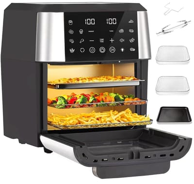 Sinaopus XXL Airfryer & Mini Oven in één – 12L Extra Grote Capaciteit – Inclusief 4 Accessoires – 12 Voorgeprogrammeerde Functies – LED Display – Makkelijk te Reinigen