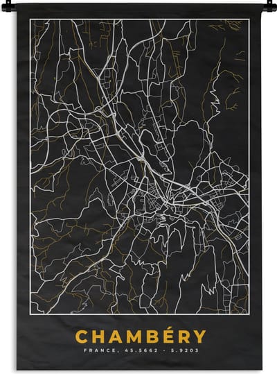 Wandkleed - Wanddoek - Stadskaart – Frankrijk – Kaart – Chambéry – Plattegrond - 120x180 cm - Wandtapijt