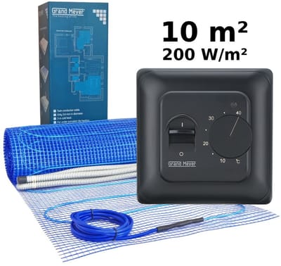 Elektrische vloerverwarmingsset 10 m², 200 W/m² + MST-10 thermostaat