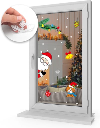 Q2P - Kerst Raamstickers - Kerstman - Gekleurd - Raamdecoratie - Stickers - Raamversiering - Kerst – 30 Stuks