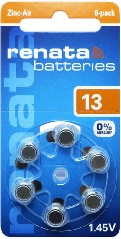 ZA13 Hoortoestelbatterij Type 13 Oranje Zink-Lucht 1,45V 305mAh – Blister 6 stuks | PR48 | Kwikvrij | Swiss Made