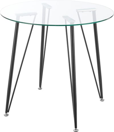 Glazen tafel Huittinen rond 72x80 cm zwart en transparant