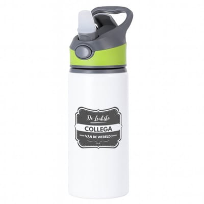 Hacebo® - De leukste collega waterfles met rietje groen - Collega - beste collega - werk - afscheidscadeau - verjaardagscadeau - kado - water fles - 650ML