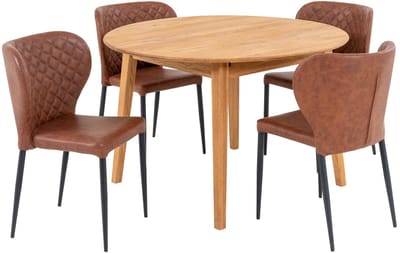 House Nordic Eetkamerset Metz - Tafel met 4 Stoelen - Eiken/Metaal