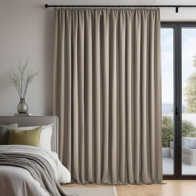 Famanu – Thermisch verduisterend gordijn met potloodplooi - modern Japandi design - 280×245 cm - slaapkamer en woonkamer - kaki - 1 paneel