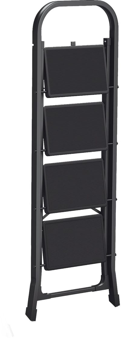 SONGMICS - Ladder - 4-Trede Opvouwbare Huishoudtrap - Met Klapbeveiliging - Draagvermogen tot 150 kg