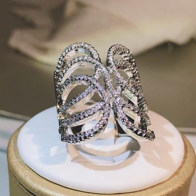 zilveren geometrische kronkelende grote ring voor dames mode sieraden wikkelring feest verjaardagscadeau 8 gray
