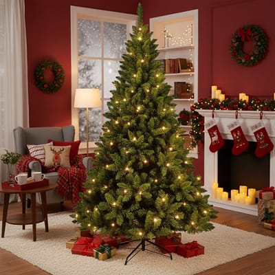 AG Kunstkerstboom 210 cm - 1200 Takken Flexibel Te Vormen Takken - Zeer Dicht Takkenstelsel - 1 Taksoort - Eenvoudige Opbouw Zonder Gereedschap - Onderhoudsvriendelijk En Herbruikbaar - Kunstkerstboom Net Echt - Volle Kerstboom
