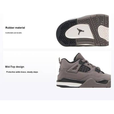 Jordan 4 Retro 'Cave Stone and Black' - Maat 17 - Cave Stone/Phantom/Zwart / Beige Wit - Air Jordan 4 - Lifestyle - Kinder Sneakers voor Jongens en Meisjes