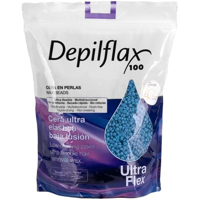 Depilflax 100 Flexibele Ontharingswas Met Lage Smelttemperatuur Parelmoer Ultraflex Blauw 1000G