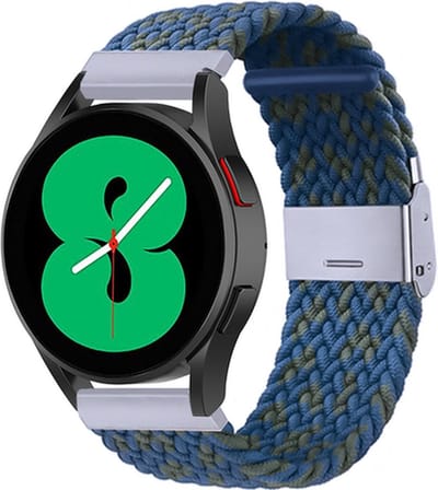 By Qubix - geschikt voor Huawei Watch GT 4 / GT 5 (41mm) & GT 5 Pro (42mm) - Braided nylon bandje - Blauw / groen gemêleerd