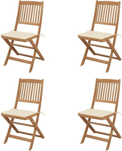 Tuinstoelen - Klapstoelen Hout - Buiten Zitten - Inklapbaar - 4 stuks - Natuurlijk Hout