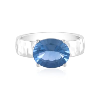 Cavill - Zilveren ring met 2,8 ct kleurwissel fluoriet - 925 Sterling zilver met platina coating - Ovale concave slijpvorm - Dames sieraad maat 16-20