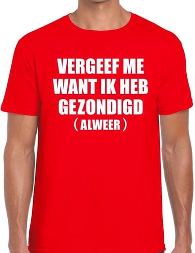 Vergeef Me heren shirt rood - Heren feest t-shirts S