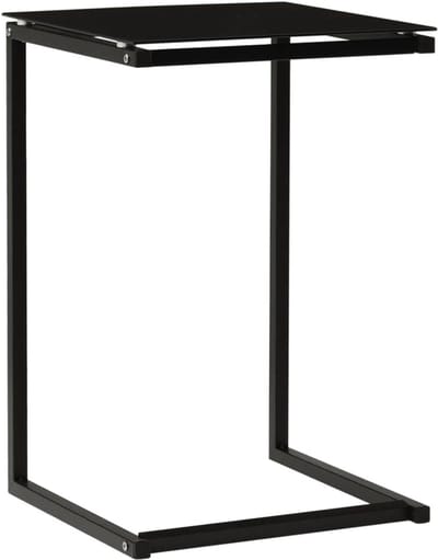 Bijzettafel Glas - Haltafel Consola - Woonkamer Decoratie - Stalen Frame - 40x40x60 cm - Zwart