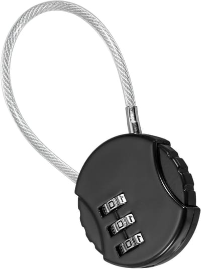 Combinatieslot 13.7 cm, 3-cijferig Waterdicht Resetbaar Hangslot met Draadkabel, Veiligheidskabelslot voor Bagage, Gym Lockers en Tuinhekken