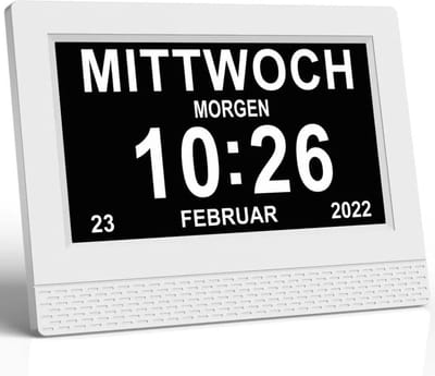 DailySupplies® Dementieklok - Digitale Klok Slaapkamer - Klok met Datum en Dag - Led Display - Wit met Zwart