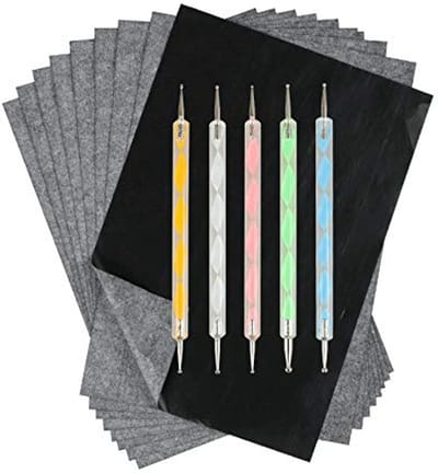 Carbon Transfer Calqueerpapier en Bal Reliëfstylussen voor Kunstprojecten - 100 Vel en 5 Stuks Stylussen