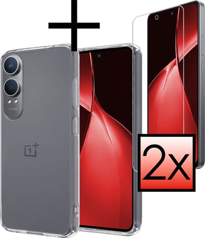 Hoesje - Met 2x Screenprotector - Geschikt voor OnePlus Nord CE 4 Lite - Sterk & Shockproof - Back Cover - Siliconen Case - Telefoon Hoes - Transparant