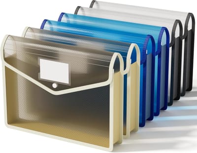 A4 Plastic Wallets - 6 Stuks Popper Wallets, Uitbreidbare Documentfolders met Drukknop en Kaartsleuf, Multi-kleurige Mappen voor School en Kantoorgebruik