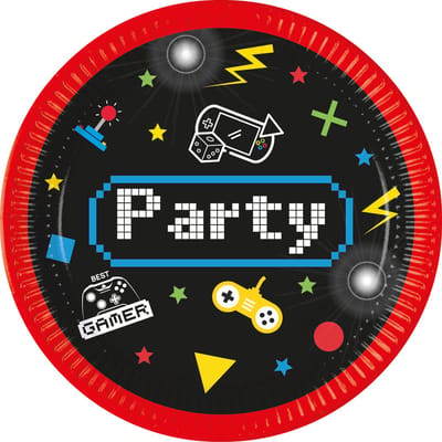 Vegaoo - 8 Gaming Party papieren bordjes 23 cm
