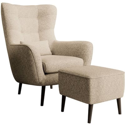 Fauteuil met hocker Verdiro bouclé | NADUVI Collection