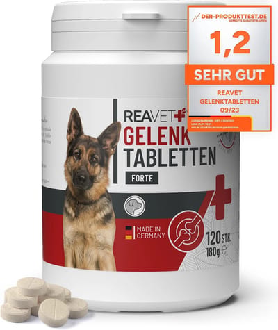 ReaVET - Gewricht tabletten FORTE voor honden (120 stuks) | Speciaal ontwikkeld voor volwassen en oudere honden | Ondersteunt gewrichten, banden en pezen