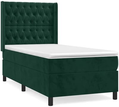 vidaXL - Boxspring - met - matras - fluweel - donkergroen - 90x190 - cm