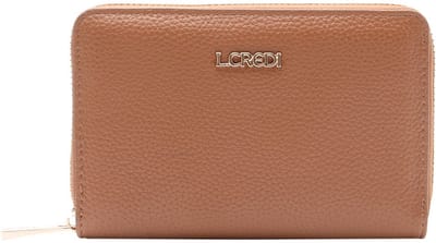 L.CREDI portemonnee Perla Zip Around Wallet Cognac Lichtbruin