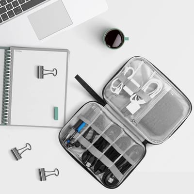 Famanu Elektronische tas, reistas, schokbestendig, vochtbestendig, opbergtas, draagbare tas, accessoireorganizer voor harde schijven, kabels,, telefoon, USB, SD-kaart (zwart)