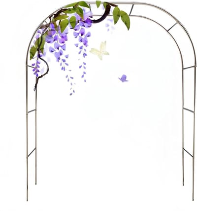 Roestvrijstalen Tuinboog - Klimplantrooster Pergola - Tuindecoratie Creëren - Roestbestendig Staal - 280 x 240 cm - Zilver