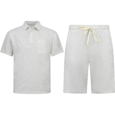 Zomerset Heren - Ribbed Oversized Polo Shirt - Shorts heren / Oversized T shirt Heren - Twinset -F-5828- Grijs