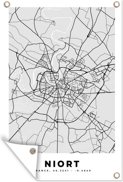 Muurdecoratie Frankrijk - Niort - Stadskaart - Plattegrond - Kaart - 120x180 cm - Tuinposter - Tuindoek