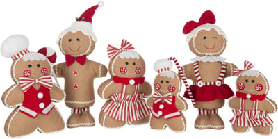 J-Line figuur Peperkoek Boy + Girl Candy - polyresin - beige/rood - large - 2 stuks