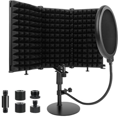 Microfoon isolatiedek met tafelstandaard en popfilter voor geluiddemping
