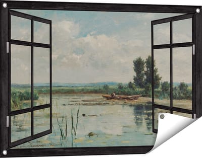 Gards Tuinposter Doorkijk Plas bij Loosdrecht - Willem Roelofs - 90x60 cm - Tuindoek - Tuindecoratie - Wanddecoratie buiten - Tuinschilderij