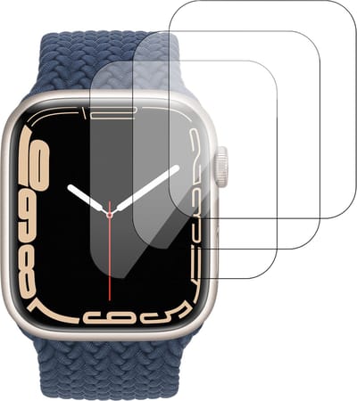 Screenprotector geschikt voor Apple Watch Series 7 41mm - Full Screen Protector - Gehard Glas - 3 Stuks