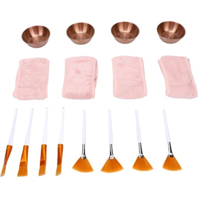 16 stuks Estheticus Benodigdheden voor Gezichtsbehandelingen Set Kleine Kom Ventilator Platte Kwast Haarband Vrouwen Gezichts Mengkit Roze Goud rosé gouden kleur