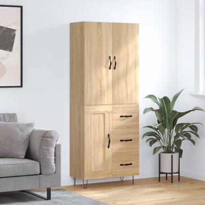 vidaXL - Hoge - kast - 69,5x34x180 - cm - bewerkt - hout - sonoma - eikenkleurig