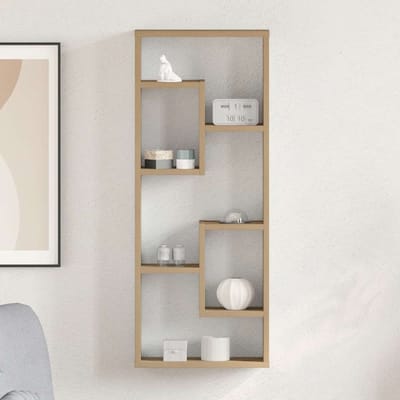 vidaXL - Wandplank - 36x16x90 - cm - bewerkt - hout - artisanaal - eikenkleurig