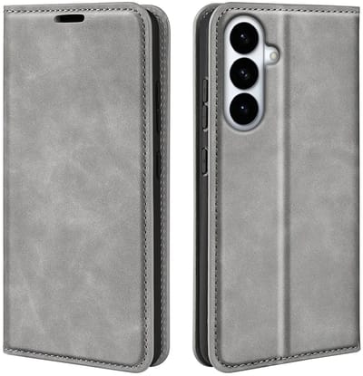 MobyDefend Hoesje - Geschikt voor Samsung Galaxy S26 Plus (S26+) - Luxe Wallet Bookcase (Magnetische Sluiting) - Grijs