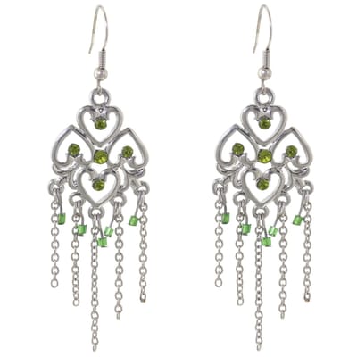 Behave - Zilverkleurige oorhangers klavervorm met groene steentjes - Trendy en speelse stijl