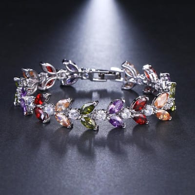 Emmaya Verkopende Kettingarmband Voor Vrouwen Luxe Veelkleurige Kubieke Zirkoon Inleg Bedelarmband Bruid Bruiloft Sieraden 17CM