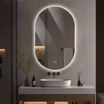 Badkamerspiegel - Badkamerspiegel met Verlichting - Wandspiegel - Dimbaar - Anti-Condens - Make-up spiegel voor aan de muur - Slimme make-upspiegel - Geheugenfunctie - Gehard veiligheidsglas - Warm/Neutraal/Wit - 3000K/4000K/6000K - 50x80 cm