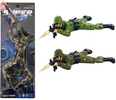 Militair Force - Speelgoed legerman maakt schietgeluiden en kruipt - led lichtjes 36CM soldaat (incl. batterijen)