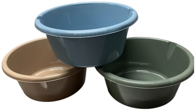 HL- Set 3x Stuks - Afwasteil - Afwasbak - Wasbak - Camping - Keuken & Huishouden - Rond - 12 Liter - 3 Kleuren - Ø 40 cm H 15 cm