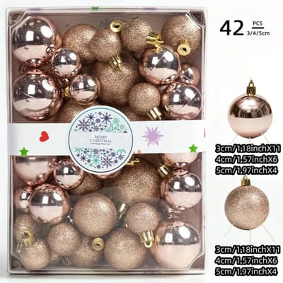 Livano Kerstballen - Kerstversiering - Plastic - Champagne - Kerstballenset - 42 stuks
