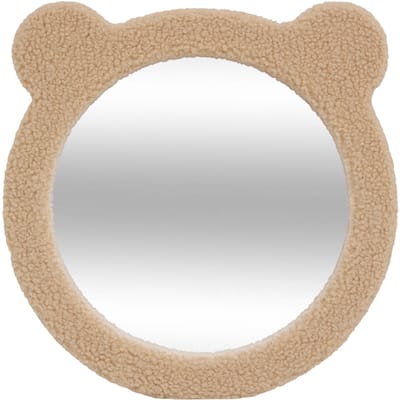 Atmosphera Atmosphera kinder wandspiegel - beertje - 33 x 33 cm - stof/hout/glas - beige - kinderkamer