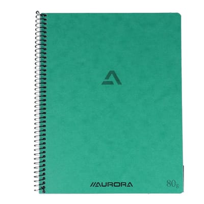 Aurora Spiraalschrift - Groen - A5 - 210 x 165 mm - 80g - Gelijnd - 120 Bladzijden