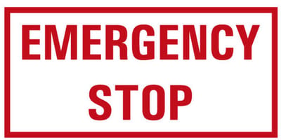 Noodstop sticker, meerdere talen, rechthoekig, wit Engels